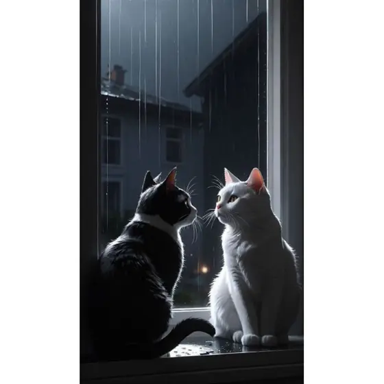 Quadro Decorativo Gato Frajola com Gato Branco
