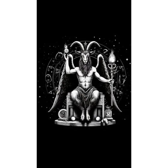 Quadro Decorativo Belzebu Baphomedt Preto e Branco