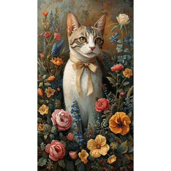Quadro Decorativo Gato Tigrado com Branco Ilustração Especial