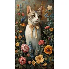 Quadro Decorativo Gato Tigrado com Branco Ilustração Especial