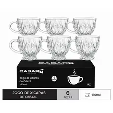 Jogo de Xícaras de Cristal  KIT 06 peças 190ml Mesa Posta Cristais