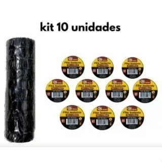Rolo de Fita Isolante preta com 5 metros 10 rolos