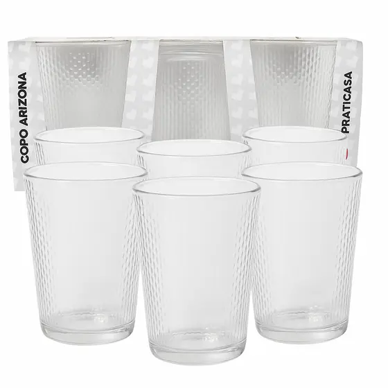 Jogo 06 Copos de Vidro Transparente Arizona 200ml - Sofistição e Elegância