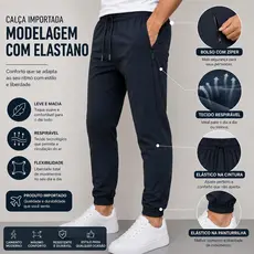 Cal莽a Jogger Masculina Premium com Elastano Bolso Z铆per Confort谩vel Casual Academia