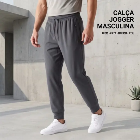 Cal莽a Jogger Cargo Premium Elastano Bolso Z铆per Casual Academia Streetwear