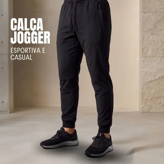 Cal莽a Masculina Premium Bolso com Z铆per Elastano Casual Esportiva Tecido Leve Respir谩vel Macio