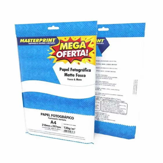 Papel Fotografico 170g Matte Fosco 300 Folhas Masterprint Branco.