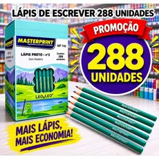Lápis de Escrever Preto N°2 Caixa Com 288 Unidades Material Escolar Escola Estudos Masterprint Oferta!!!!!!!