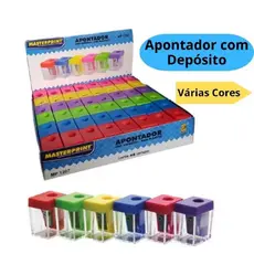 Apontador Escolar Com Depósito Colorido Caixa 48 Unidades Masterprint
