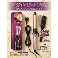 Modelador e Escova 2 em 1 AE-518 – Ondas Perfeitas + Alisamento Premium, com Brinde Exclusivo (Escova Redonda)