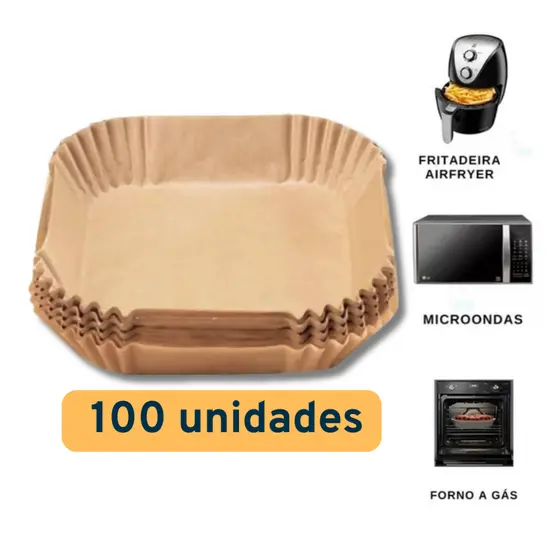 Kit Forma de airfryer descartavel antiaderente de papel cozinha quadrado fritadeira cozimento