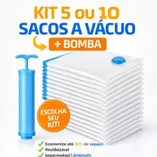Kit 5 ou10 Sacos a Vácuo Grande com Bomba Organizadores Roupas Edredons Viagem Antimofo Reutilizável