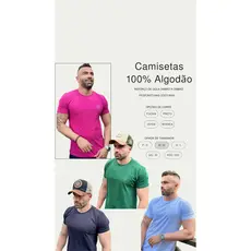 Camiseta BRUTHA TEAM Gola O Básica Lisa Masculina 100% Algodão Reforço Ombro a Ombro Não Encolhe e Não Desbota Premium