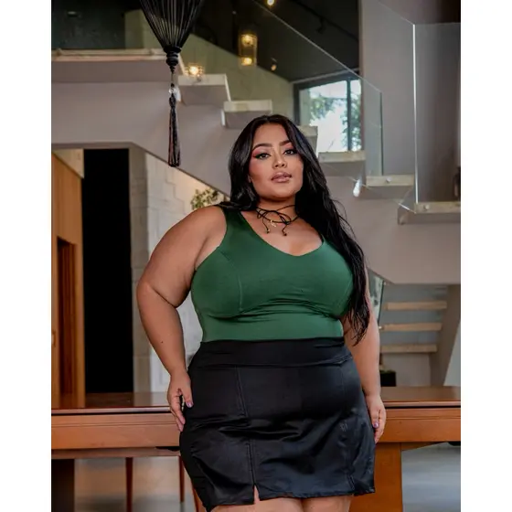 Body Cavado Decote V Suplex Plus Size