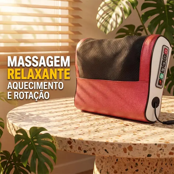 Massageador Elétrico Almofada Encosto Massageadora Movimentos Shiatsu Infravermelho Linha Premium