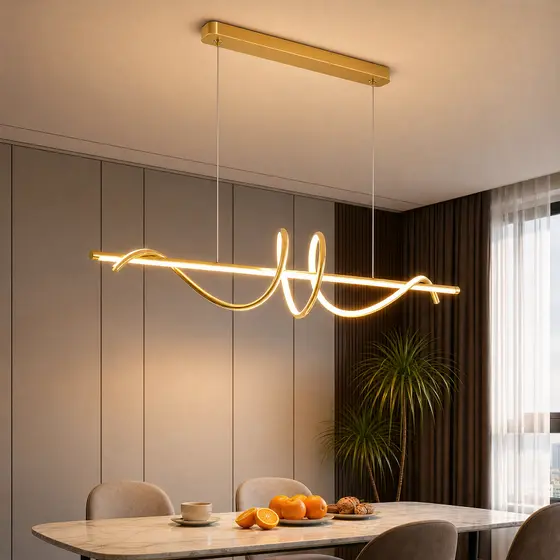 Lustre Moderno De Controle Remoto 110V-220V Dourado 75cm 3 Cores Pendentes Vários Modelos Para Sala De Estar