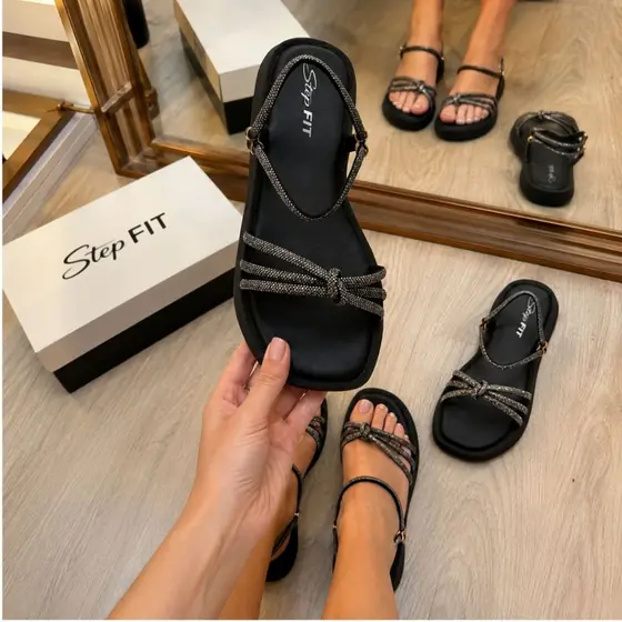 Sandália Rasteirinha Feminina Confortável Elegante Flat Papete Antiderrapante Leve Macia