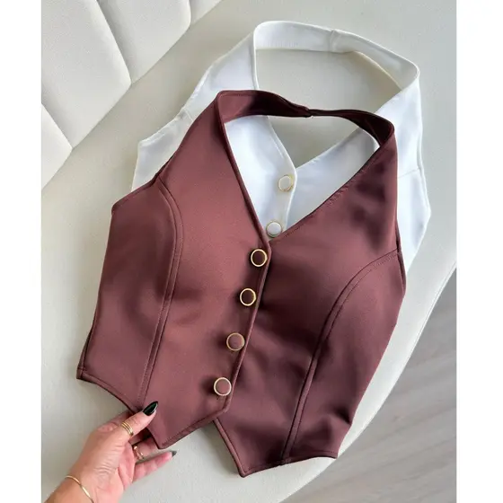 Cropped Colete Corselete Feminino Neoprene Cores Candy Chic 2026  Carnaval Copa Moda Gringa Sustentação Lançamento