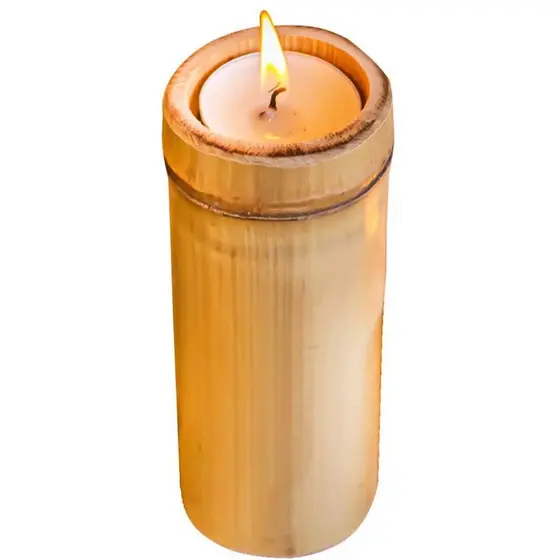 Porta Vela de Bambu Natural 10 cm PVBN10CM