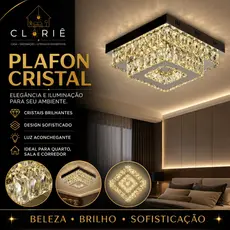 Luminária De Teto Plafon de Metal e Cristal Led 3 em 1 Moderna Lustre para Corredor Sala Quarto Cozinha