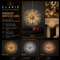 Luminária Pendente Cristal Dente De Leão Leao Com Lâmpada G9 BQ 7W  Lustre Mesa Luxo Luxoso