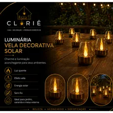 Luminária Vela Decorativa Solar  Ideal para Jardim Mesa e Eventos