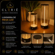 Luminária LED Touch Abajur Moderna Decorativo com Design Minimalista