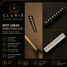 Spot 10W Preto Embutido Slim Spot Retangular Minimalista Led Downlight Linear Spot Linear Foco