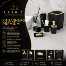 Kit Banheiro 6 Peças Conjunto Moderno Lavabo Completo com Escova Sanitário