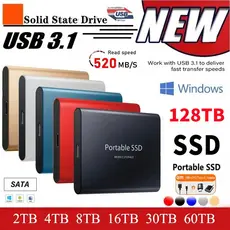 Disco Rígido Externo Portátil 2TB-128TB SSD USB 3.1/Type-C Unidade De Estado Sólido Armazenamento De Alta Velocidade Para Notebooks/Desktops/Mac