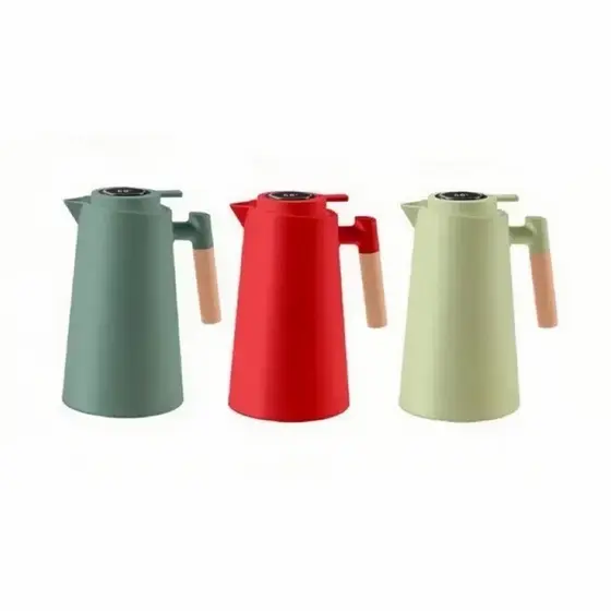 Garrafa Térmica de água Café 1 Litro Com Termômetro Led Para Chás Café Design Moderno Cabo Madeira