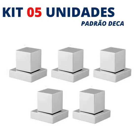 Kit 5 Peças de Acabamento Para Registro Padrão Serve Deca 1/2 a 3/4 e 1 Polegada Quadrado C8 Cromado