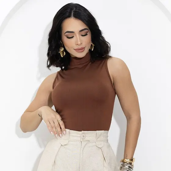 Blusa Regata Feminina Gola Alta Suplex Confortável Moda Premium