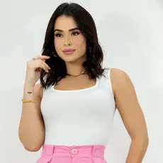 Blusa Regata Feminina Básica Decote Quadrado Moda Suplex Premium