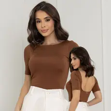 Blusa Feminina Decote Costas Nua Tendencia Noite Fashion Chique