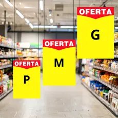 10un ou 50un Cartaz Oferta P M G Amarelo Promoção Loja Placa Duplex