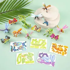 30pcs Insect 3D Puzzle Cartoon Assembly Children Fun Pequena Papelaria Artesanal Venda A Quente Pequenos Blocos