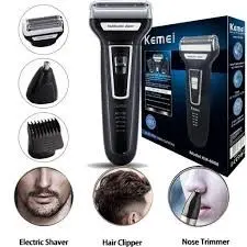 Barbeador Aparador Kemei 3 Em 1 Nariz Barba Corpo Km-6558