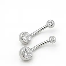 Piercing Umbigo Aço Cirúrgico Kit 2 Unidades Banana Zircônia Dupla Antialérgico