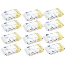 Kit Lenço/Toalha umedecida Baby Byn Recém Nascido (sem álcool) com 1200 un. - 12 pacotes com 100 un.