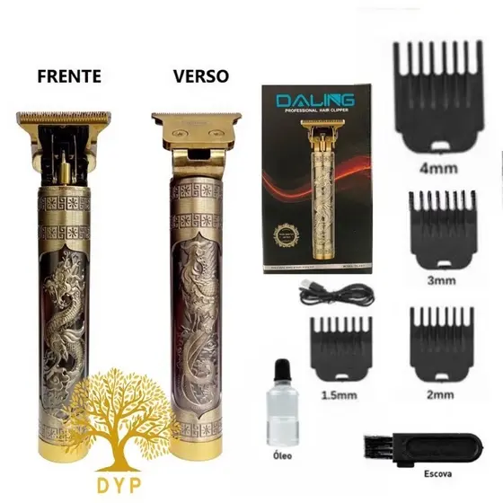 Máquina elétrica de cortar cabelo sem fio profissional Aparador Barbeiro Recarregável de barbear e acabamento Dragão