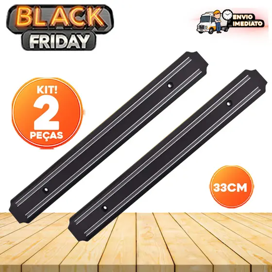 Kit 2 Barras Magnéticas 33cm - Suporte para Facas, Ferramentas e Utensílios de Parede com Imã Multiuso - Envio aproveite