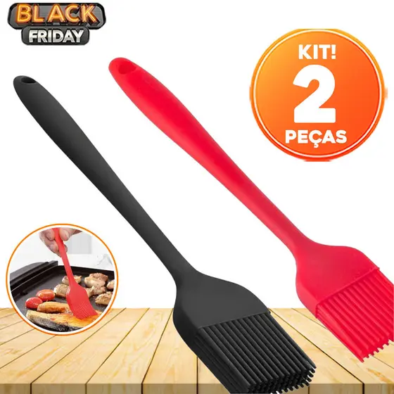 Kit com 2 Pincéis de Silicone Grandes Antiaderentes para Cozinha, Confeitaria e Restaurante – Óleo, Carne e Massas