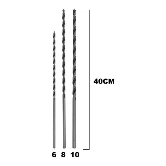 Kit 3 Brocas Madeira Longa (6mm, 8mm, 10mm) 12023