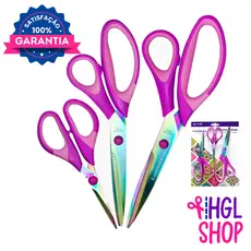 KIT 3 Tesouras Lanmax Titanium Profissional - Não Perde Corte!