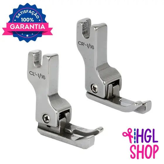 Kit 2 Calcador Compensado CR1 1/16 Esquerdo Direito Pesponto Máquina Reta Industrial