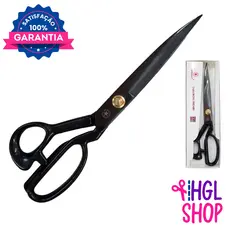 Tesoura Alfaiate Profissional Preta Cabo Emborrachado Aço Inox Corte Preciso Costura Tecido 8", 9", 10", 12" Polegadas