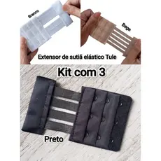 Extensor de Sutiã elástico Tule. Kit com 3 Extensores de Soutien - Modelo Médio Tule