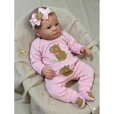 Conjunto completo Body Bebê Calça Com Sapatinho e Tiara Menina Tema: Capivara