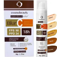Protetor Solar Base Bege Médio BlurC Cosmobeauty Vitamina C, Efeito Blur, Alta Proteção